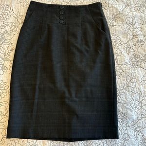 Dark Grey Plaid Pencil Skirt Size 2